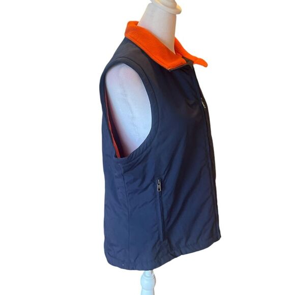 LL Bean Vest Fleece Lined Navy and Orange Womens Size Medium - Picture 3 of 12